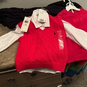 Polo by Ralph Lauren Red and White Polo Shirt Classic Style